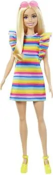 Barbie Doll Fashionista with Blond Hair, Braces, Rainbow Dress  - ბარბის თოჯინა, 2 image