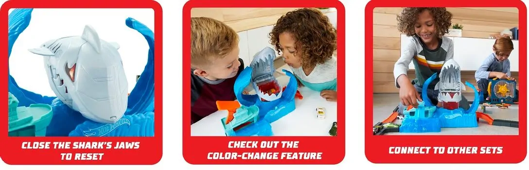 HOT WHEELS SHARK COLOR CHANGER საბავშვო სათამაშო ტრასა-ზვიგენის თავდასხმა, 9 image