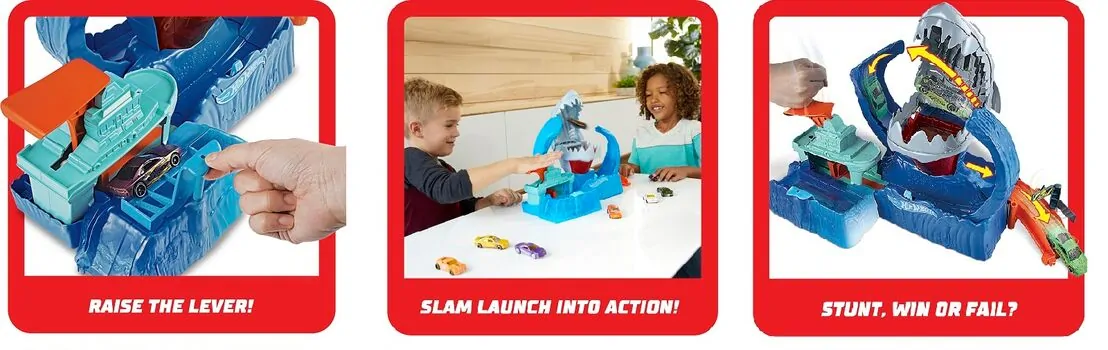 HOT WHEELS SHARK COLOR CHANGER საბავშვო სათამაშო ტრასა-ზვიგენის თავდასხმა, 8 image