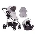 KikkaBoo Allure Grey silver chrome 3in1 საბავშვო ეტლის კომპლექტი