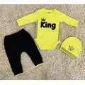 Little King Green 3in1 Yellow ახალშობილის ტანსაცმლის ნაკრები MİNİWORLD 16075, ზომა: 3-6 თვე