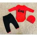 Little King Green 3in1 Red ახალშობილის ტანსაცმლის ნაკრები MİNİWORLD 16075, ზომა: 3-6 თვე