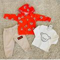 Bear Set 3in1 Red  ახალშობილის ტანსაცმლის ნაკრები KANGAROO 963, ზომა: 9-12 თვე