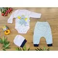 Little colorful Elephant 3in1 Set ახალშობილის ტანსაცმლის ნაკრები LEYLEK 4313 WHITE