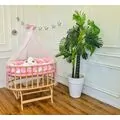 Bebeconfor Amedan Natural Color Basket Cradle With Pink Bumper ახალშობილის საწოლი
