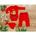 Hey Minion 3in1 Red Set ახალშობილის ტანსაცმლის ნაკრები POLİFONİ 1020