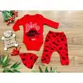 Dino Stegosaurus 3in1 Set, Red ახალშობილის ტანსაცმლის ნაკრები POLİFONİ 1060