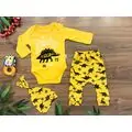 Dino Stegosaurus 3in1 Set, Yellow ახალშობილის ტანსაცმლის ნაკრები POLİFONİ 1060