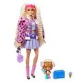 BARBIE  Extra In Varsity Jacket With Furry Arms & Pet Teddy Bear სათამაშო მოდური თოჯინა დათვის ბელით და აქსესუარებით