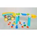 BUCKET BUILDING BLOCK TABLE WITH SLIDE BALL 222-B75 საბავშვო კონსტრუქტორის ნაკრები