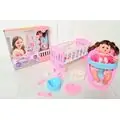 Doll With Bed & Accessories Blue L010-11 სათამაშო თოჯინა საწოლით და საკვები სკამით