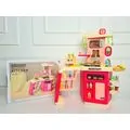 Light Luxury Kitchen Set Red Toy For Kids 868B ფუნქციური საბავშვო სამზარეულო