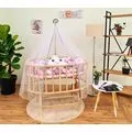 Bebeconfor Amedan Natural Color Basket Cradle With Pink/Grey/White Bumper ახალშობილის საწოლი