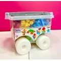 Pilsan-ის სათამაშო კუბიკები 03 575 MASTER BLOCKS W TROLLEY  ( grey) 56 PCS
