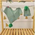 Prince Hat and Scarf Set Green - ახალშობილის ქუდი და კაშნე