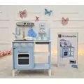 Toy Wooden Kitchen With Accessories Blue - ხის სათამაშო სამზარეულო