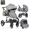 Cangaroo Gala 3in1 Dark Grey Leather With Panther Car Seat საბავშვო ტრანსფორმერი ეტლის კომპლექტი