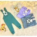 Cute Bear Knitted Overalls Green  - საბავშვო ნაქსოვი კომბინიზონი