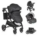 Moni 3 In 1 Set Tokyo Black With Multi Car Seat საბავშვო ტრანსფორმერი ეტლის კომპლექტი