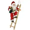Christmas Decoration Santa Climbing A Wooden Ladder საახალწლო დეკორაცია სანტა