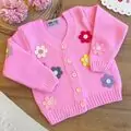 Baby Flowers Knitted Jacket Pink - საბავშვო მოსაცმელი
