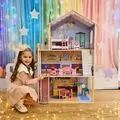 Wooden Doll House For Kids - თოჯინის ხის სამ სართულიანი სახლი ავეჯით