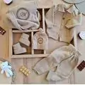 Cute Knitted 5 In 1 Set Brown - ჩვილის სამოსის ნაკრები