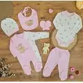 Cute Bear Milk 6 In 1 Set Pink - ჩვილის სამოსის ნაკრები