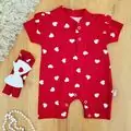 Heart Shaped Romper Red - ჩვილის რომპერი