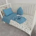 Yuar Baby Beautiful Blue Flowers 60x120 5 pcs Set ახალშობილის საწოლის თეთრეული