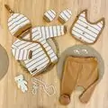 Plain Striped 5 In 1 Set Brown - ჩვილის სამოსის ნაკრები