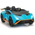 Lamborghini Hurricane Car Blue - ელექტრო მანქანა კაუჩუკის საბურავებით და ტყავის სავარძლით
