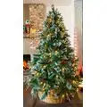 Christmas Tree 210 CM With Lights White Tips, Pine Cones And Berries PE+PVC - ნაძვის ხე განათებით შერეული სილიკონის წიწვებით, თეთრი ბოლოებით, გირჩით და კენკრით
