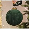 Green Full Velvet Christmas Ball Hanging Decoration - ნაძვის ხის სათამაშო