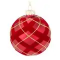 Red Ball With Velvet Hanging Decoration - ნაძვის ხის სათამაშო