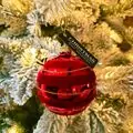 Red Ball With Velvet Hanging Decoration - ნაძვის ხის სათამაშო