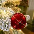 Red Ball With Velvet Hanging Decoration - ნაძვის ხის სათამაშო