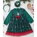 Beautiful Christmas Dress With Headband - საბავშვო საახალწლო კაბა თმის აქსესუარით