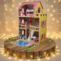Wooden Doll House With Pool And Accsesoriess  - თოჯინის ხის სახლი ავეჯით და განათებით