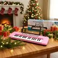 Pink Electronic Piano 37 Keys With Microphone - სათამაშო ელექტრო პიანინო მიკროფონით
