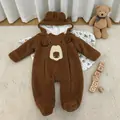 Fluffy Reindeer Romper Brown - საბავშვო ფუმფულა რომპერი