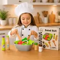 Wooden salad set -ხის სათამაშო აქსესუარები ბოსტნეულით
