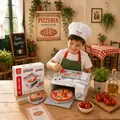 Wooden Toy Pizza Oven With Accsesoriess - ხის სათამაშო პიცის საცხობი აქსესუარებით