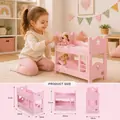 Moni Toys Doll Bunk Wooden Bed PH12A003 თოჯინის ხის საწოლი