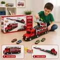 Super Size Red Truck With Cars  - სათამაშო გადამზიდი მანქანა