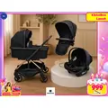 KikkaBoo Lanah 3in1 With Carrycot Black + i xtend car seat - საბავშვო ეტლის კომპლექტი