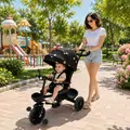 Wonder Tricycle Black With Light And Sound - სასეირნო ველო-ეტლი