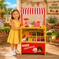 Supermarket With Set Of Vegetable - ხის სათამაშო ბოსტნეულის დახლი-მაღაზია