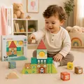 Tooky Toy Block Puzzle 19 PCS - ხის განსავითარებელი სათამაშო კუბიკები