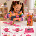 Pull Back Pink Car with Watch - საბავშვო საათი სათამაშო მანქანით